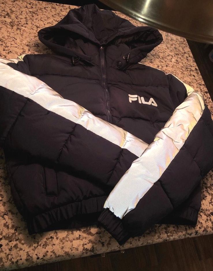 fila reflective cropped puffer jacket