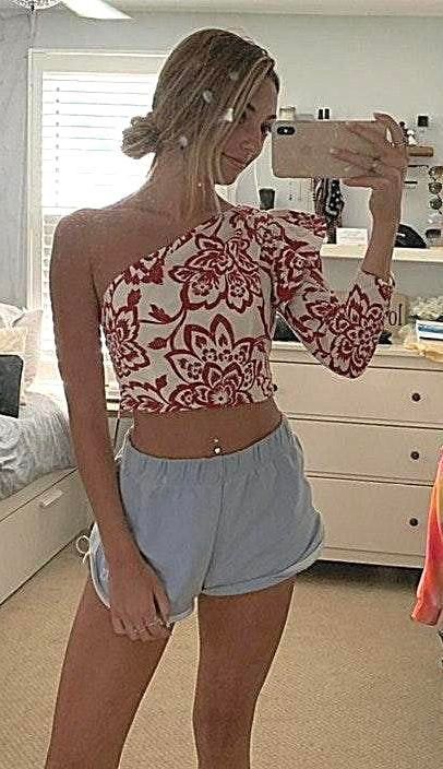 floral one shoulder top