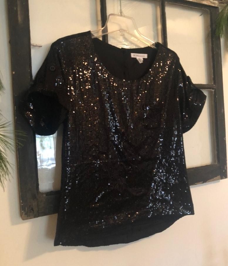 sparkly black blouse