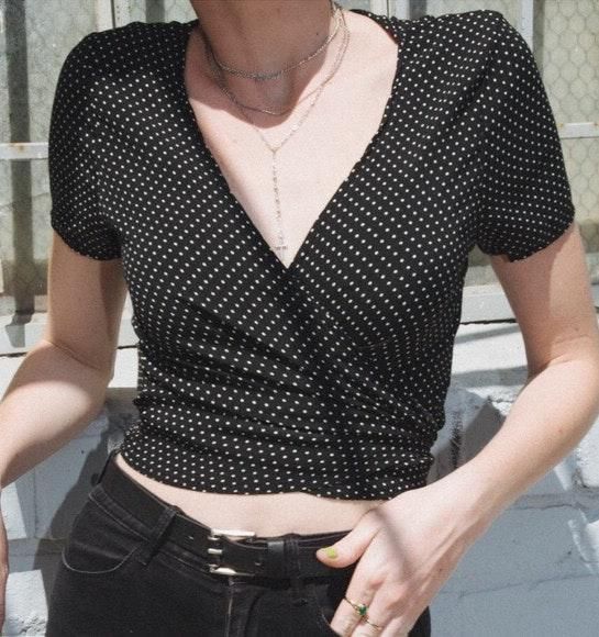 brandy melville polka dot wrap top