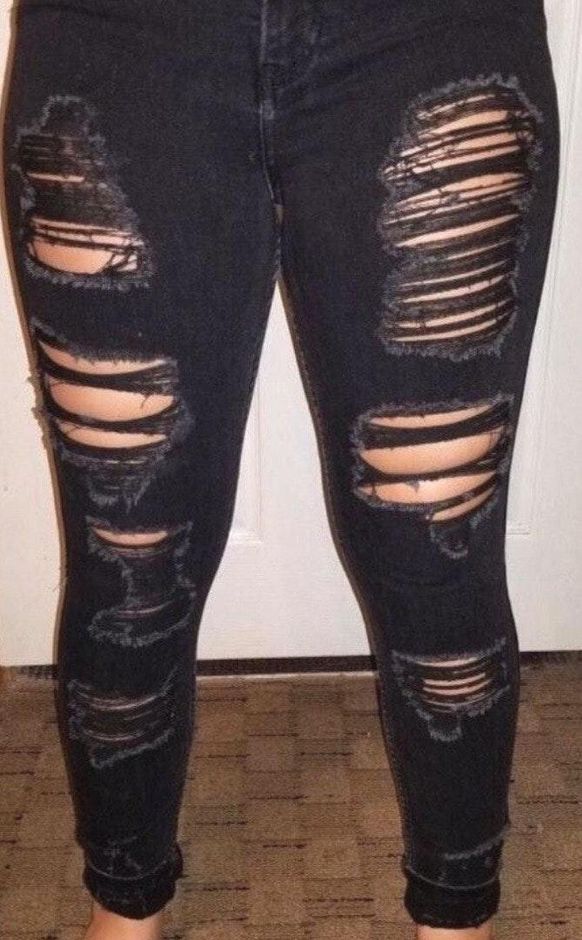 hollister black ripped jeans womens