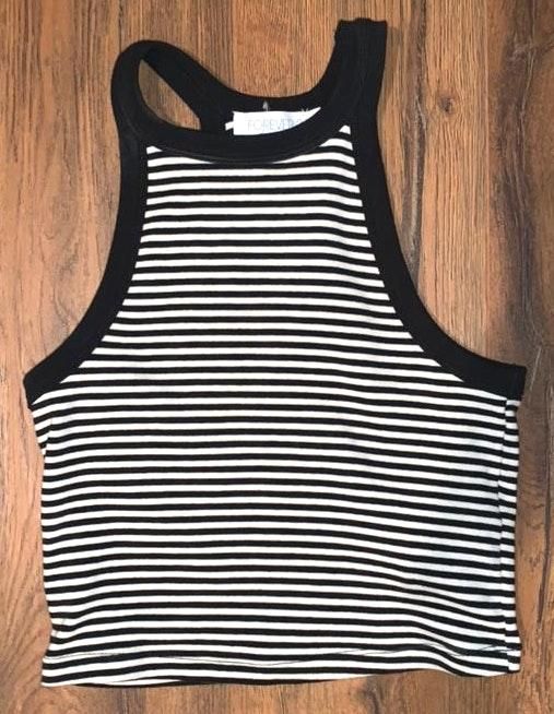 black and white striped halter top