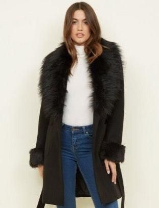 black fur trim coat