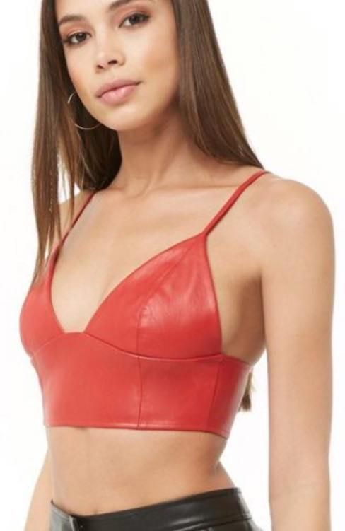faux leather crop top forever 21