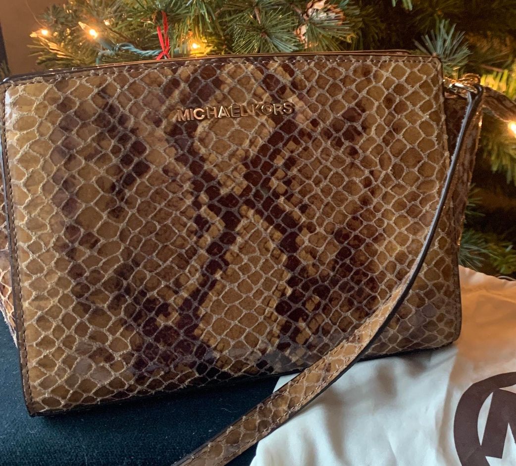 michael kors brown snakeskin purse