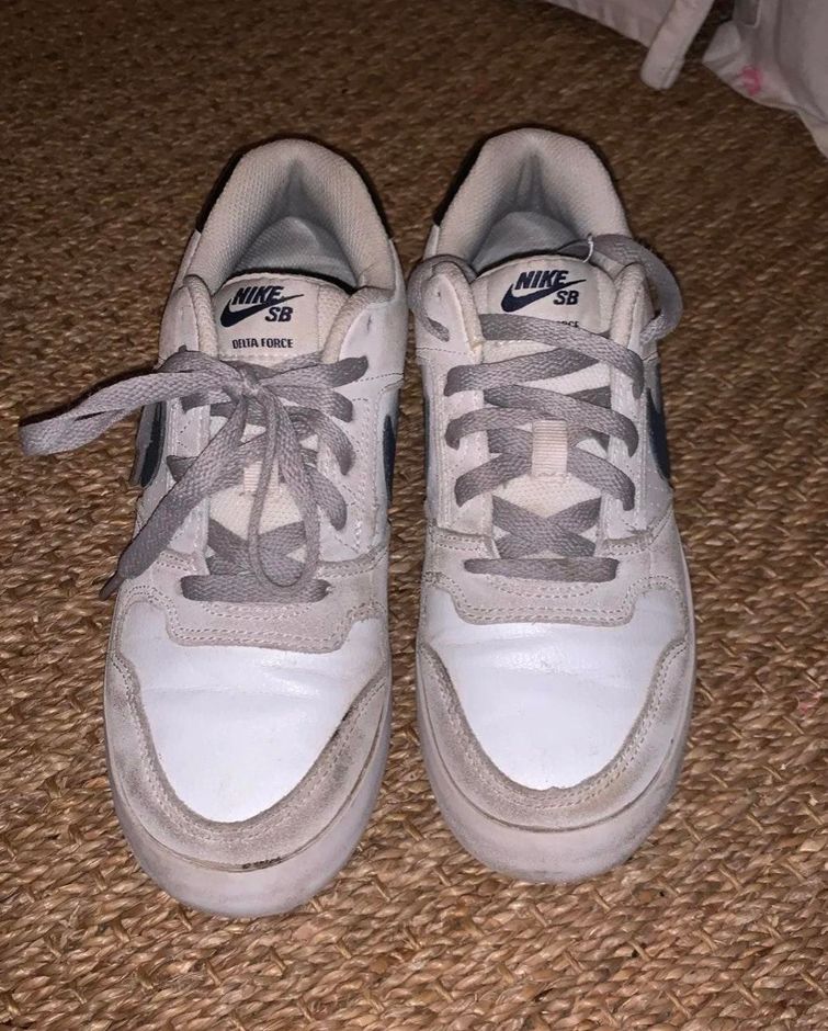 nike sb delta force white & navy skate shoes