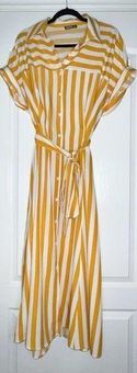 SheIn NWOT Curve 2XL Yellow and White Striped Plus Size Dress