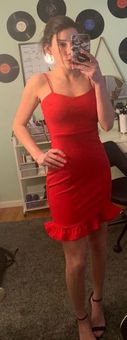 Lulus Spoonful Of Sass Red Bodycon Mini Dress Size XS 40 28