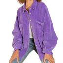 POL Purple Corduroy Shacket Button Up Jacket MEDIUM Oversize Balloon Sleeves  NEW Photo 0