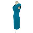 Black Halo  Gretchen Crepe Cap Sleeve Drape Neck Sheath Dress Aqua Size 2 Photo 4