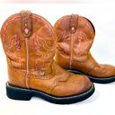 Justin Boots JUSTIN GYPSY Gemma Brown Leather Pink Embroidery Western Boots L9903 size 7B Photo 6