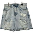 Willow + Root  Size M The Dad Short Light Acid Washed Distressed High Rise Baggy Photo 0