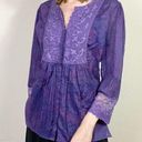 Coldwater Creek Vintage  Purple Lace Embroidered Whimsygoth Blouse Size PL Photo 0