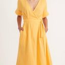 Marine layer Valencia gold yellow shirt sleeve midi wrap sundress M Photo 0