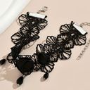 Gothic‎ Retro Style Black Flower Lace Anklet Photo 1