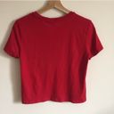 H&M Red White Heartbreaker Embroidered Crewneck Cropped Short Sleeve Tee Photo 6