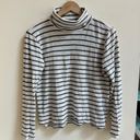 Madewell  Black Stripe Wide Long Sleeve Turtleneck Womens Size M T Shirt Photo 3