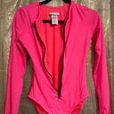 Michael Kors  Neon Hot Pink Long Sleeve Zip One Piece Swimsuit Size 10 NWT Photo 2