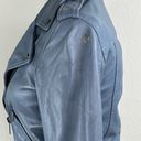 All Saints Balfern Flint Blue Belted Crop Leather Moto Jacket Size 4 Photo 15