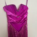 La Femme Sz 4 Corset Low Back Sequined Strapless Prom Dress Gown  Pink Magenta Photo 5