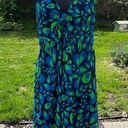 The North Face  Echo Lake Halter Dress Large Green Blue Floral Print Zip Pocket Photo 1