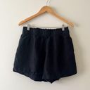 H&M Black Linen Blend High Waisted Shorts Size Medium Photo 2