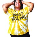 Chemistry  brand cool white and yellow tie dye T-shirt with fun sayings! Photo 0