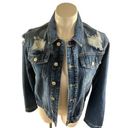 Denim Blvd Destroyed Distressed Classic Cut Denim Jean Jacket Size M Photo 0