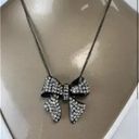 Cookie Lee VINTAGE  BLACK BOW PENDANT WITH CRYSTALS ON A BLACK CHAIN LOGO STAMPED Photo 1