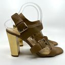 Kate Spade  Brown Leather Gold Heels Sandal 10 US Photo 2