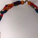 Vintage Colorful Wooden Beaded Twist
Statement Necklace Rainbow Y2K Handmade Photo 4