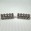 Vintage Small Brooch Bar Set Silver Tone Clear Rhinestones Double Row Costume Photo 2