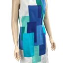 Chetta B  Sleeveless Lined Dress Size 6 White Blue Wedding Guest Summer Spring Photo 2