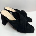 Adrienne Vittadini  Sandals Womens 9 Crossover Black Faux Suede Chunky Heels Photo 1