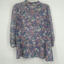 Modcloth  Lavender Purple Floral Chiffon Peplum Top Boho Cottagecore Sheer Size M Photo 8