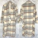 NWT Plaid Long Length Pea Coat Jacket Flannel Preppy Classic Retro Gray Cream XS Photo 6