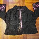 Last Kiss  Vintage 80's Madonna Style Black Lace Hot Pink Blazer Jacket XL Photo 8