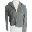 CAbi Womens  Cable Knit 610 Hooded Charcoal Alpaca Open Cardigan Sweater - Sz S Photo 0