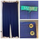 Lauren Ralph Lauren Navy Gold Pants Womens 12P Classic Sophisticated Stretch Blue Photo 1