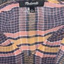 Madewell Plaid Long Flutter Sleeve Sheer Maxi Dress Navy Blush Size 6 NEW Photo 6