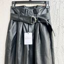 Elan  High Waisted Faux Leather Tapered Leg Paperbag Pants Black Women's Size XS Photo 3