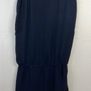 Haute Hippie   Size S Silk Navy Blue Dress Lace Trim V-Neck Mini Ruched Shoulders Photo 7