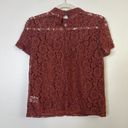 Bohme  High Neck Lace Short Sleeve Blouse Top with Keyhole Back V Front Detail Photo 7