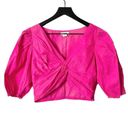 Jason Wu  Twist Front Puff Sleeve Neon Pink Crop Top Size Small Photo 1