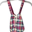 American Eagle  Purse Pink Blue Plaid Fabric Tote Bag Casual Preppy Colorful Y2K Photo 2