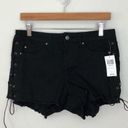 Hot Topic  Black Lace Up Denim Shorts Photo 0