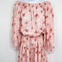 Alexis  Tilia Off the Shoulder Floral Print Tiered Midi Dress Tassel Tie Pink Photo 4