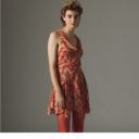 Urban Outfitters Printed Cowl Neck Mini Dress Orange Red Large Photo 2