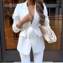 ZARA NWOT  White Belted Tuxedo Blazer. Size Small Photo 3