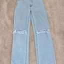 Rolla's  Heidi High Rise Loose Straight Jeans in Holiday Blue Busted Knee Size 24 Photo 3